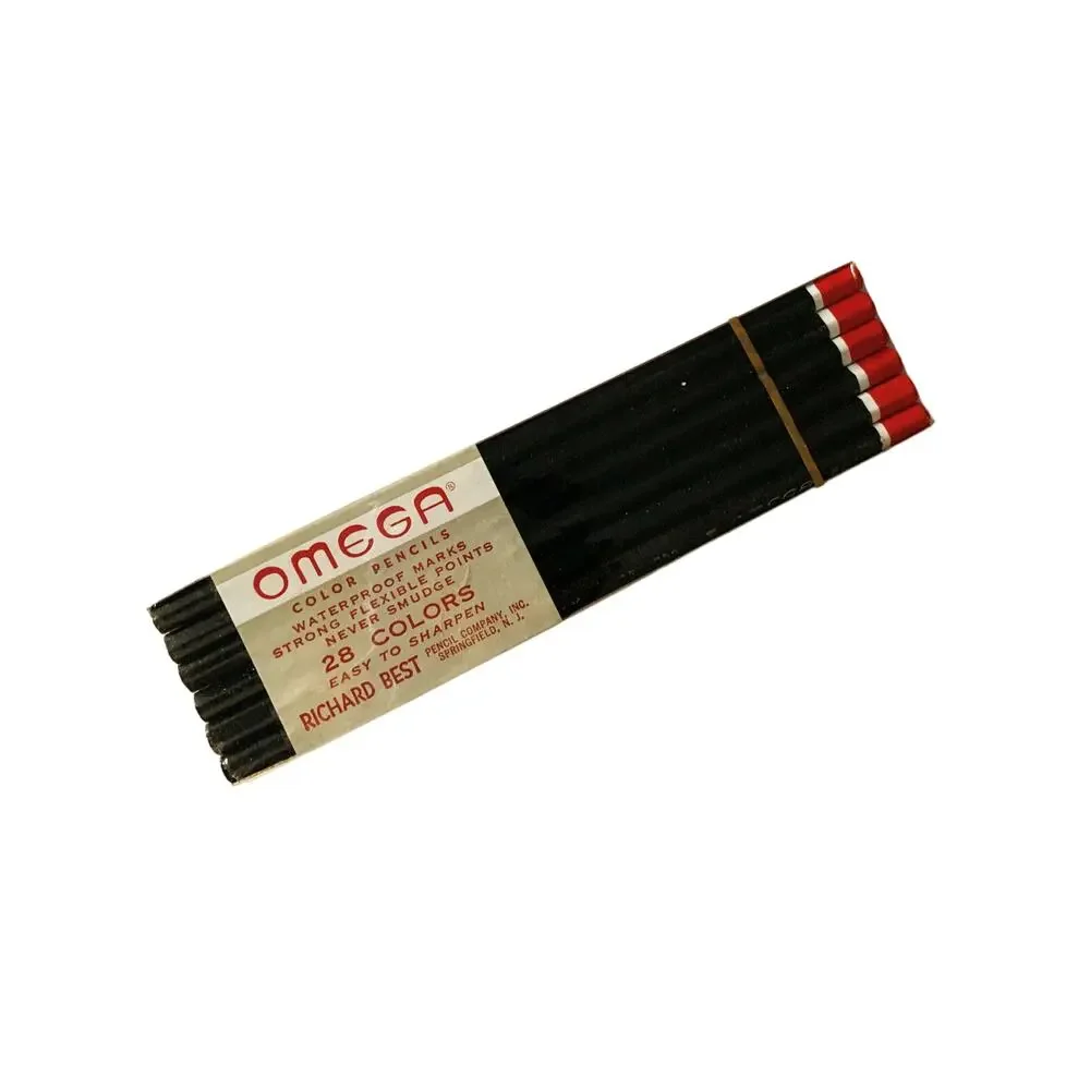 Vintage Omega Color Pencils Number 801 Red Made in USA Art Supplies Artist
